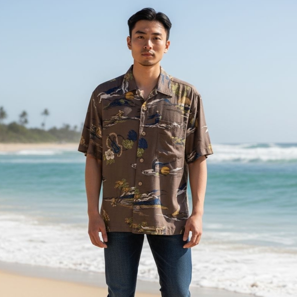Vintage Ron Chereskin Hawaiian Shirt Men’s Small Rayon Tropical Resort